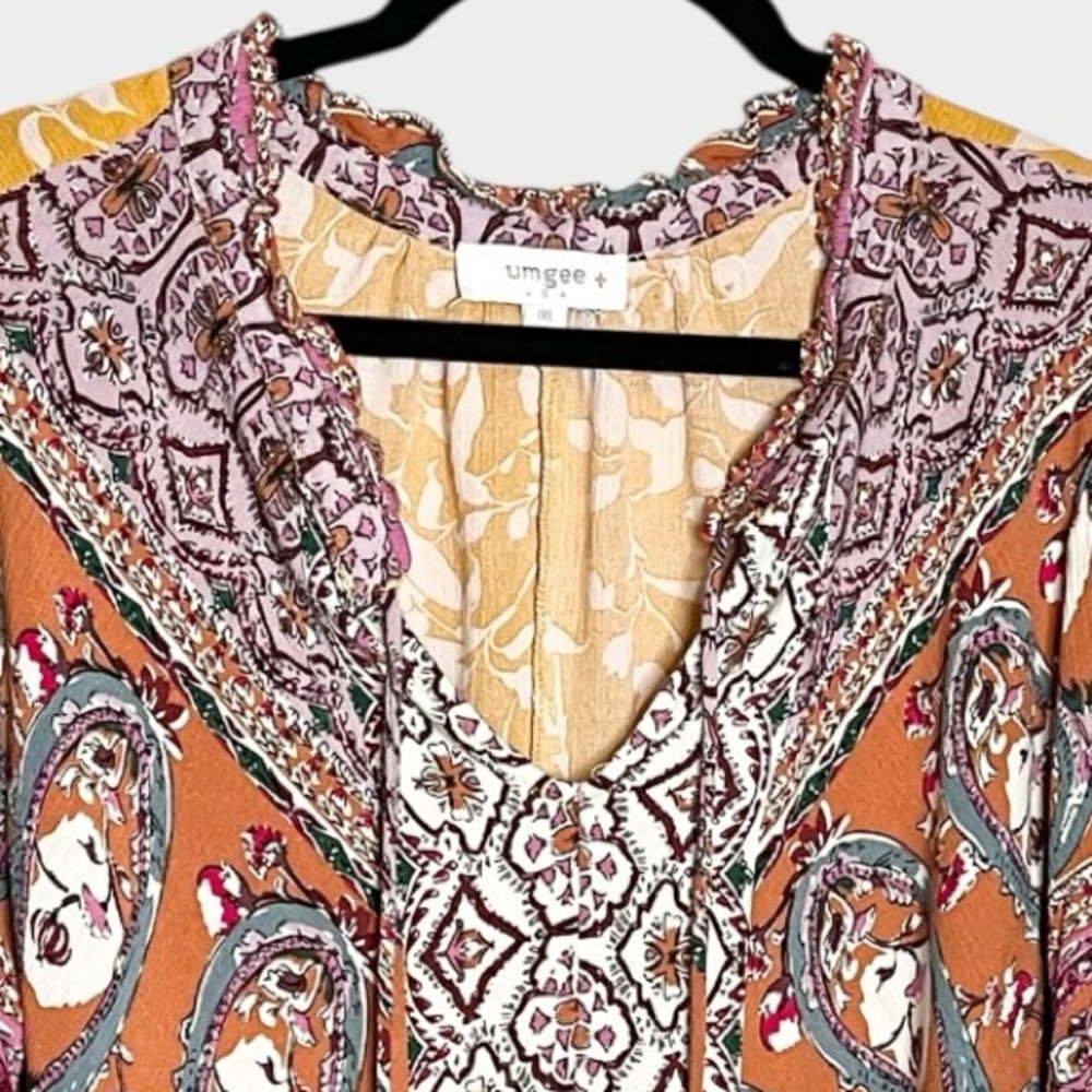 UMGEE Yellow Multi Floral Patchwork Flowy Mini Dr… - image 7